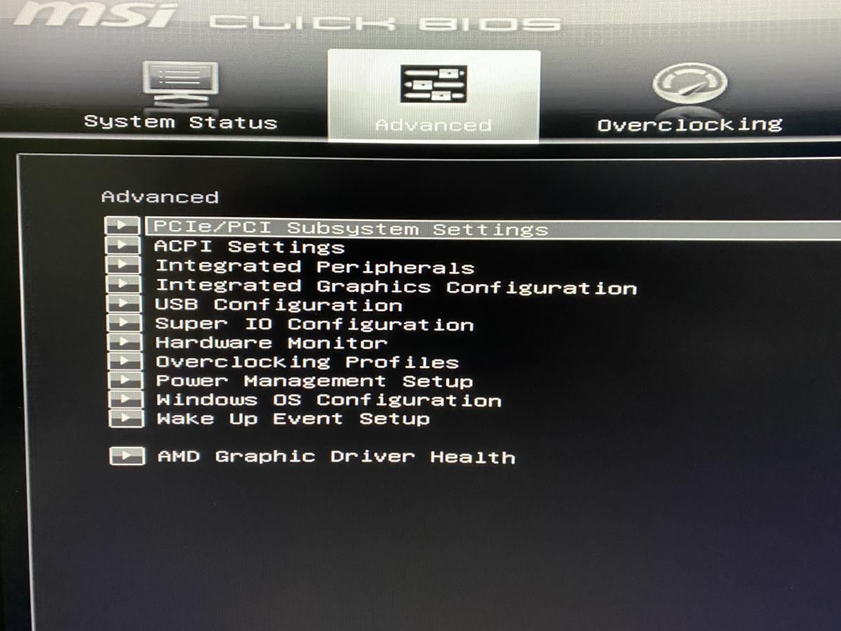 Bios advanced menu