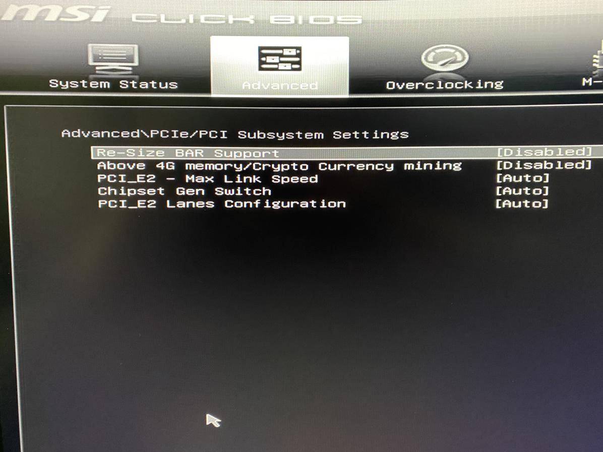 Bios advanced pcie settings
